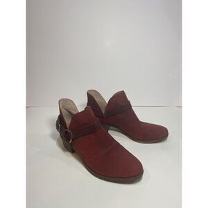 Lucky Brand Boots Bernaeh Ankle Booties Red Leather Snake Slip On Women’s 7.5